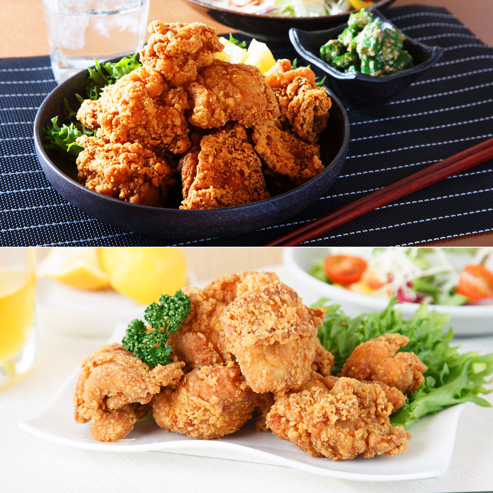 【送料無料】鶏もも肉唐揚げ《特選醤油&藻塩》各300g