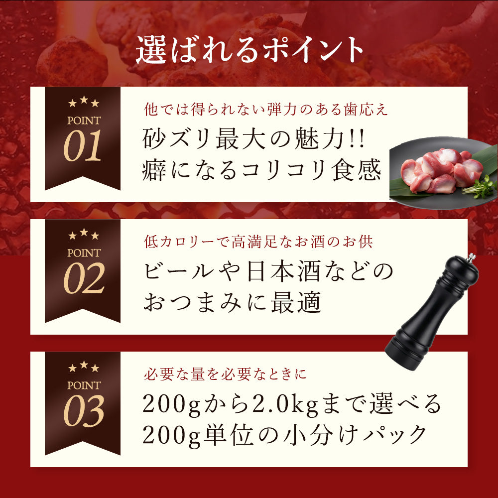 炭火砂ズリ塩焼
