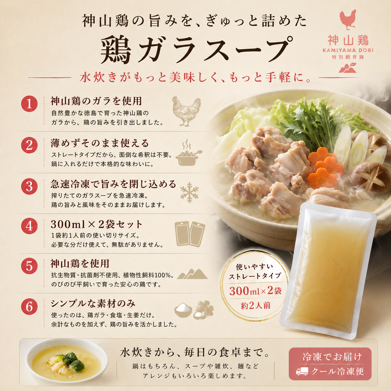 神山鶏 鶏ガラスープ